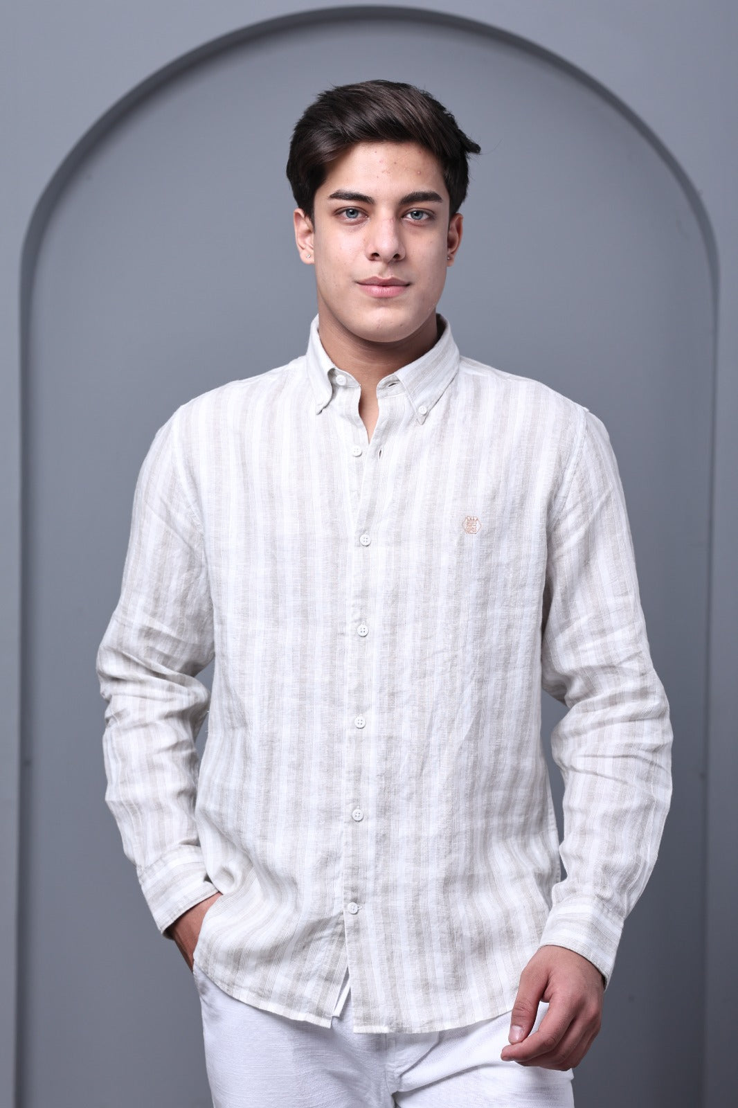 Stripeige 100% Pure Linen Shirt