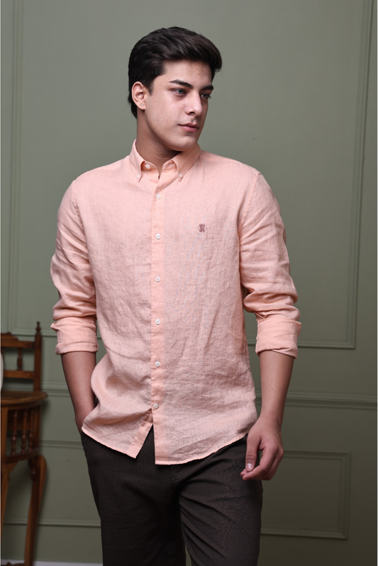 Peach Pink 100% Pure Linen Shirt