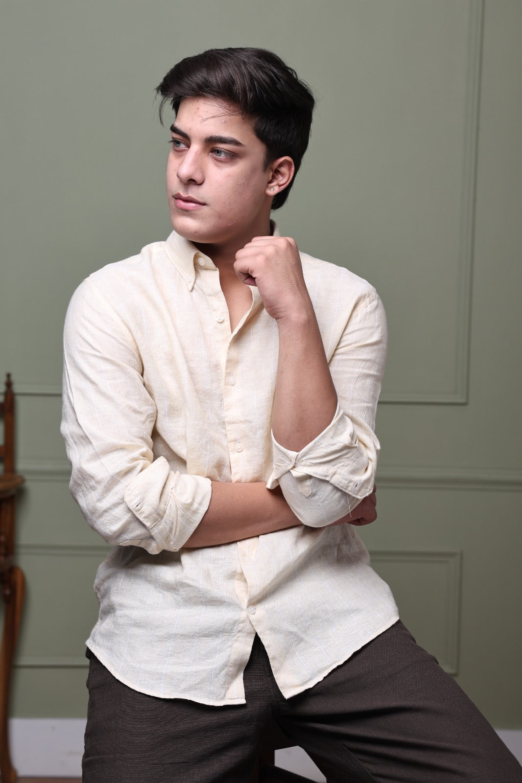Buttermilk Stripe 100% Pure Linen Shirt