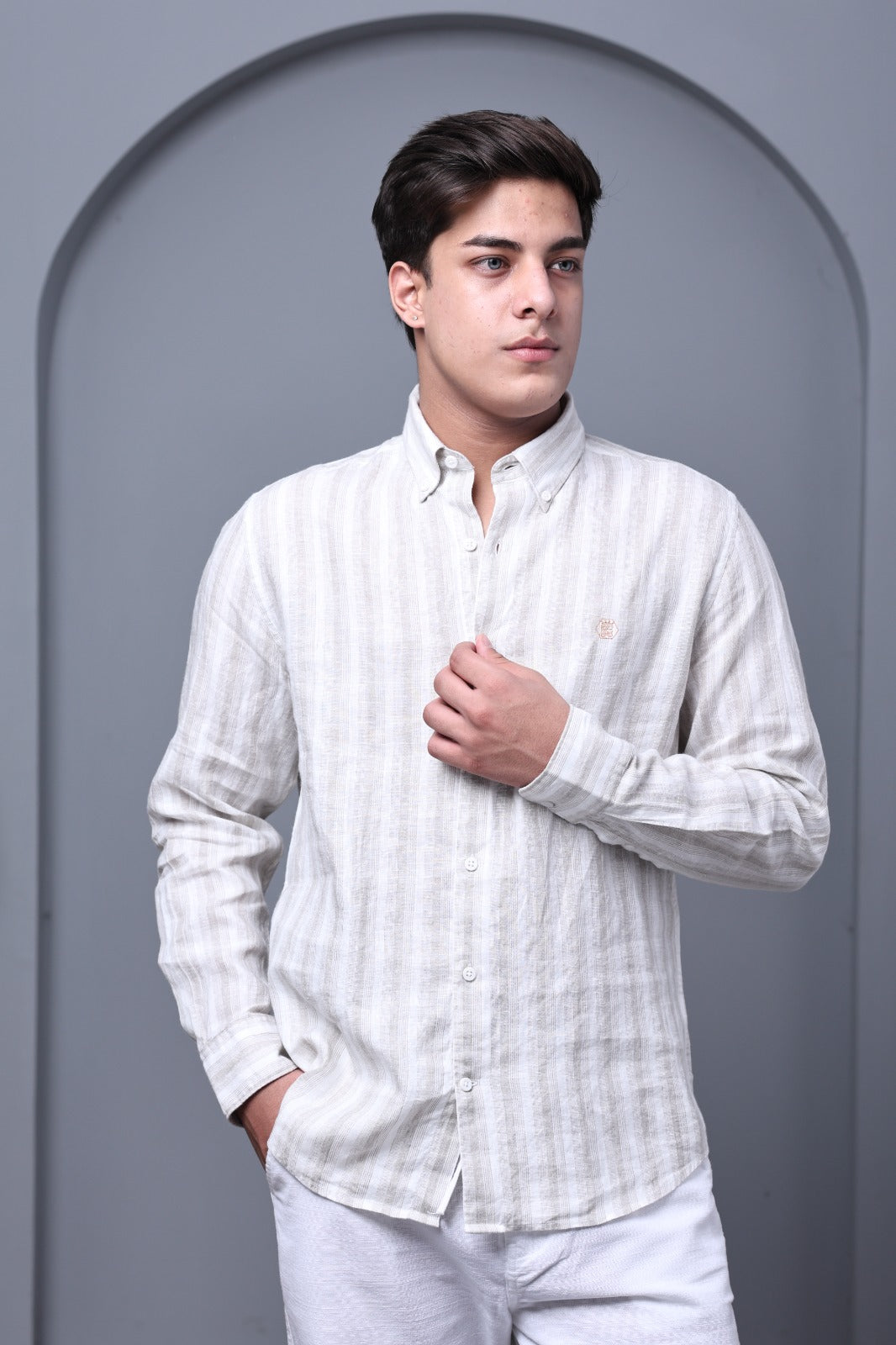 Stripeige 100% Pure Linen Shirt