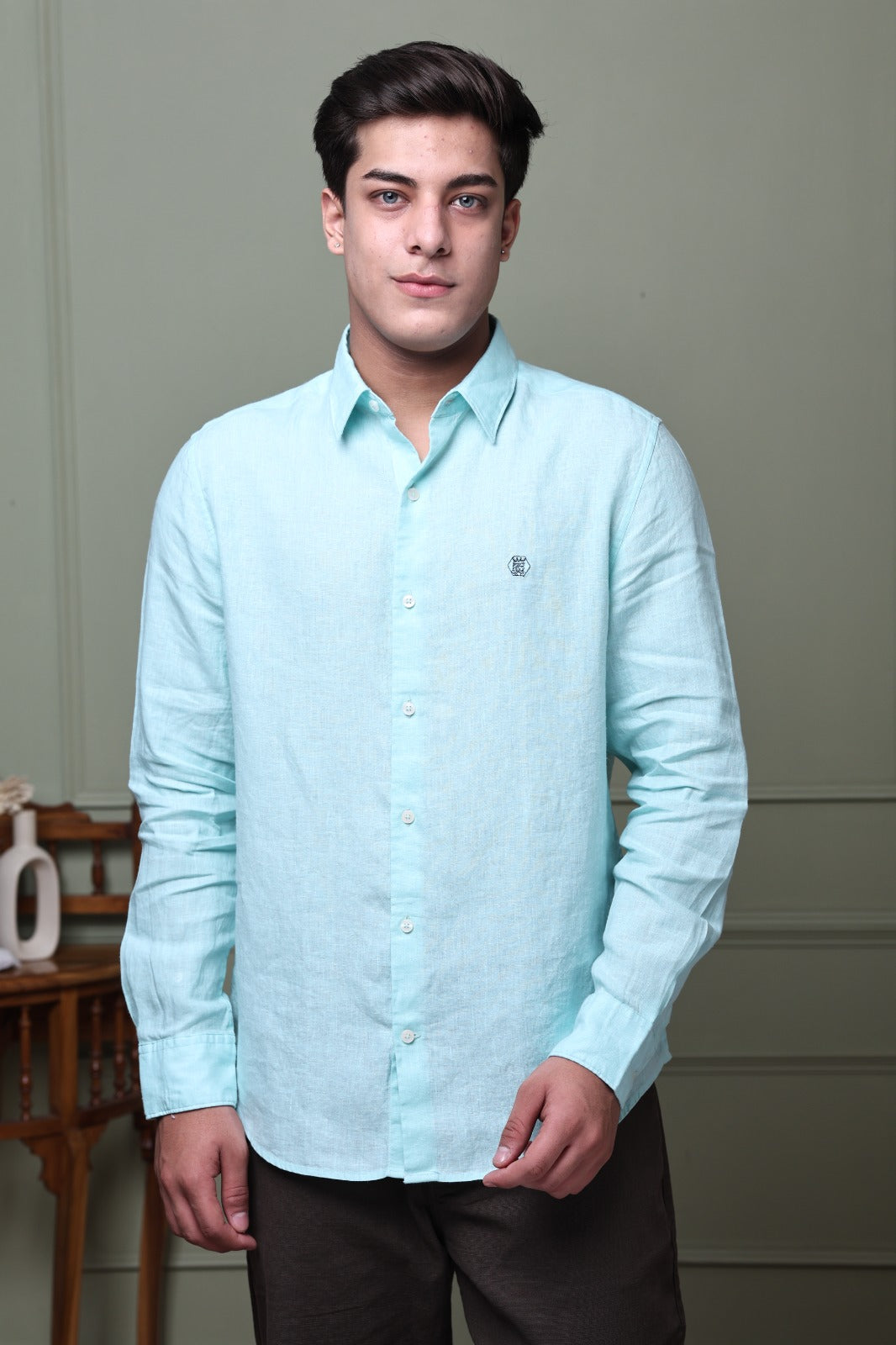 Marine Blue 100% Pure Linen Shirt