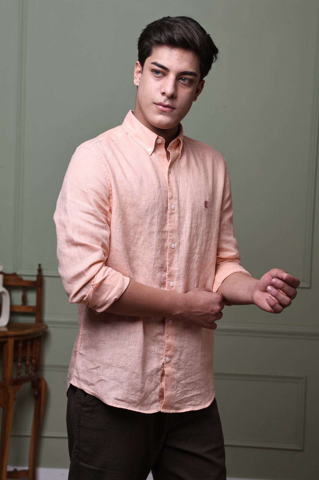 Peach Pink 100% Pure Linen Shirt