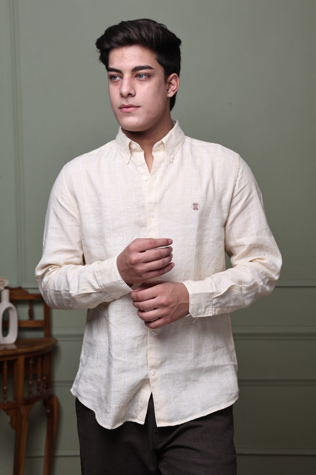 Buttermilk Stripe 100% Pure Linen Shirt