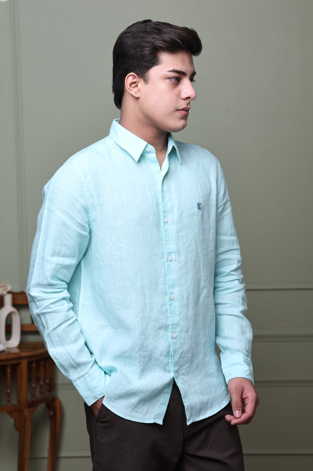 Marine Blue 100% Pure Linen Shirt