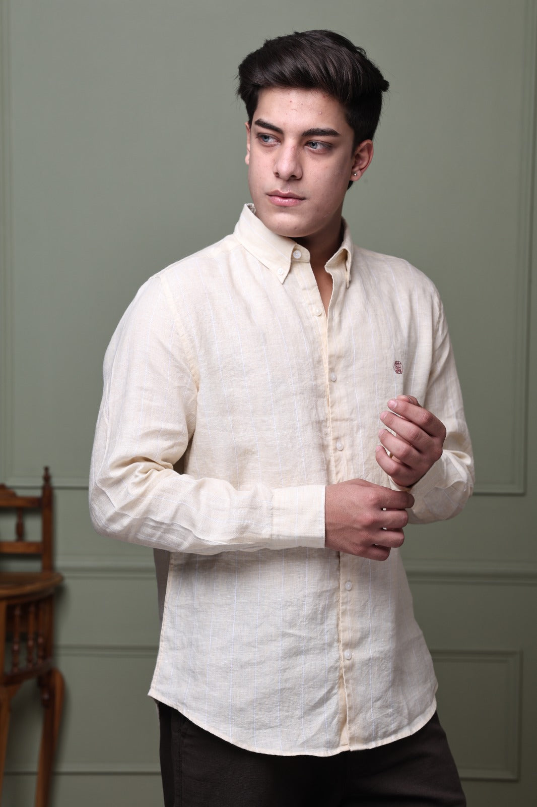 Buttermilk Stripe 100% Pure Linen Shirt