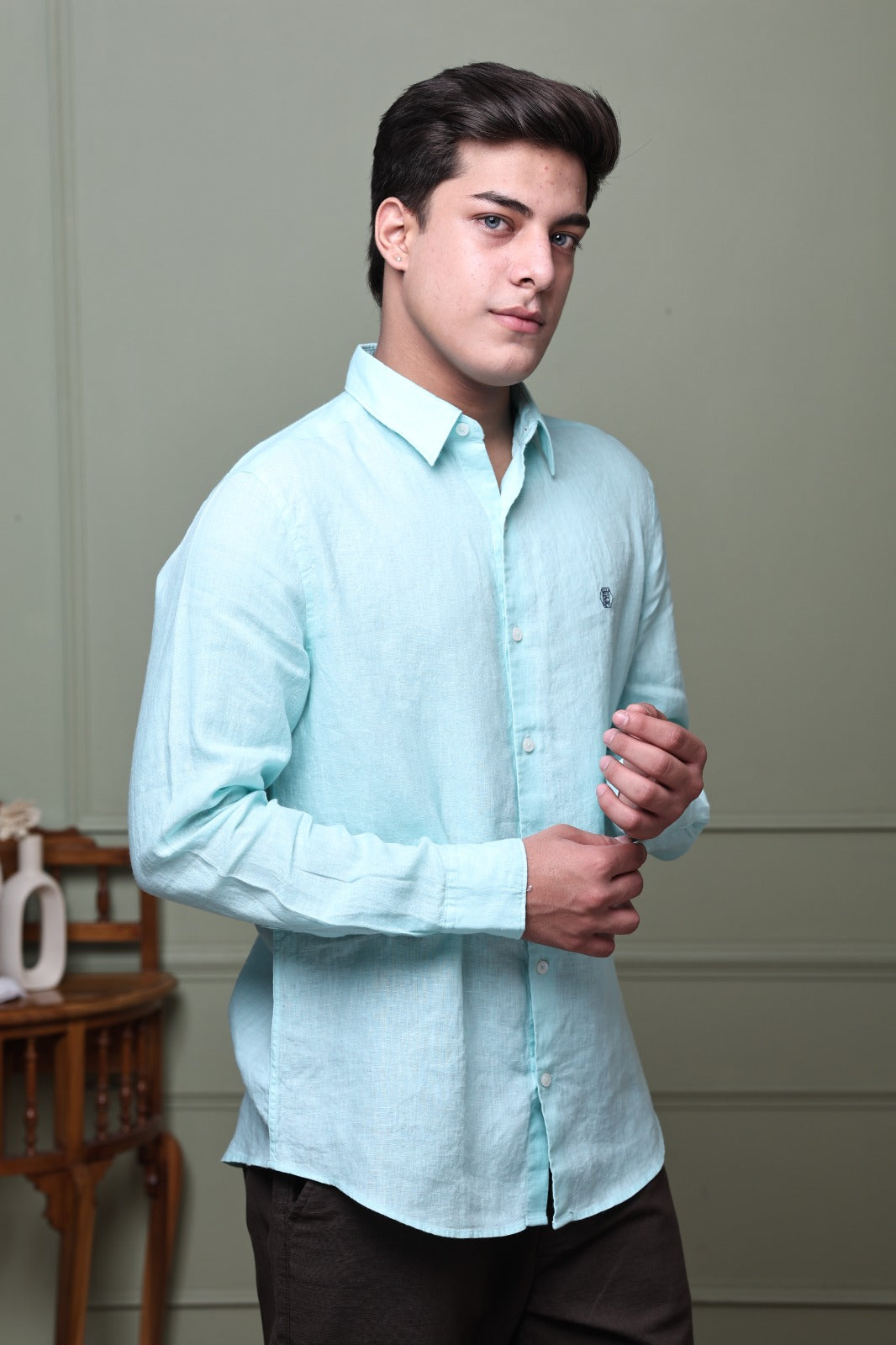 Marine Blue 100% Pure Linen Shirt