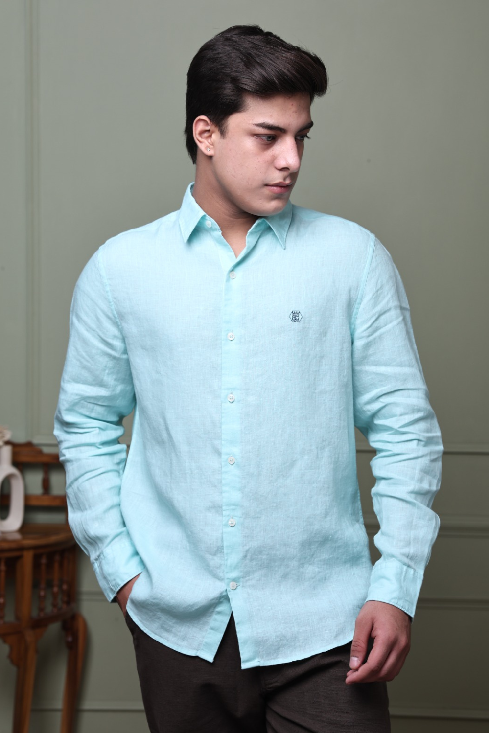 Marine Blue 100% Pure Linen Shirt