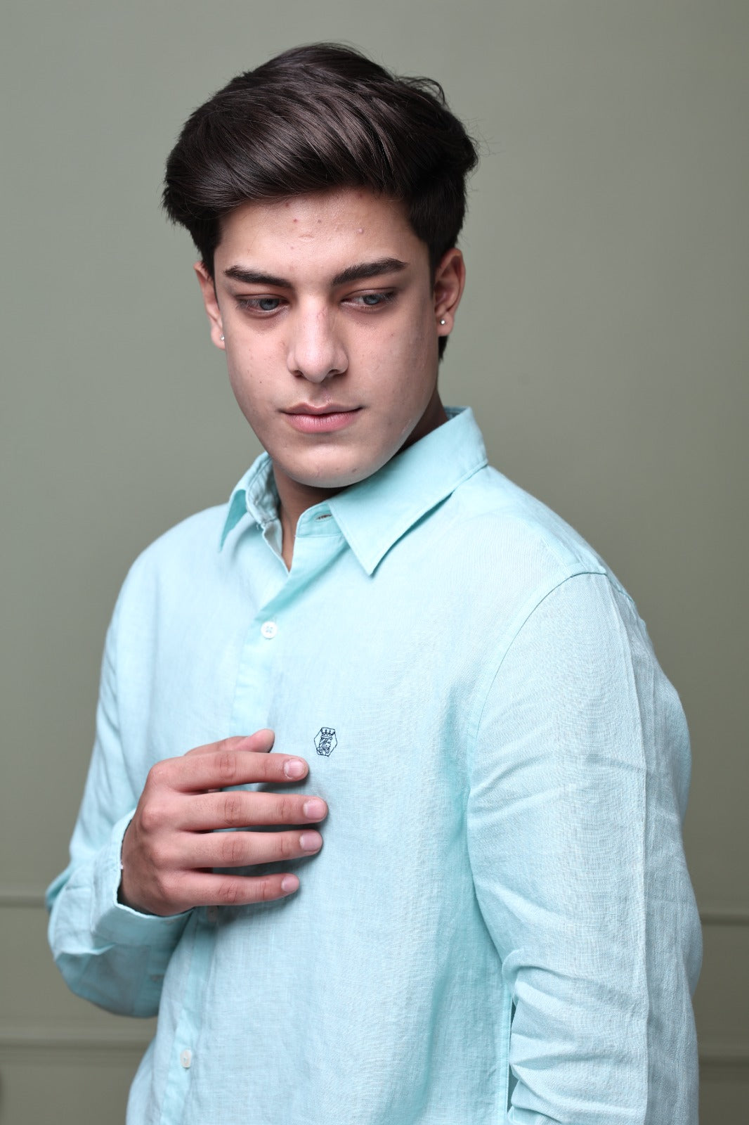 Marine Blue 100% Pure Linen Shirt