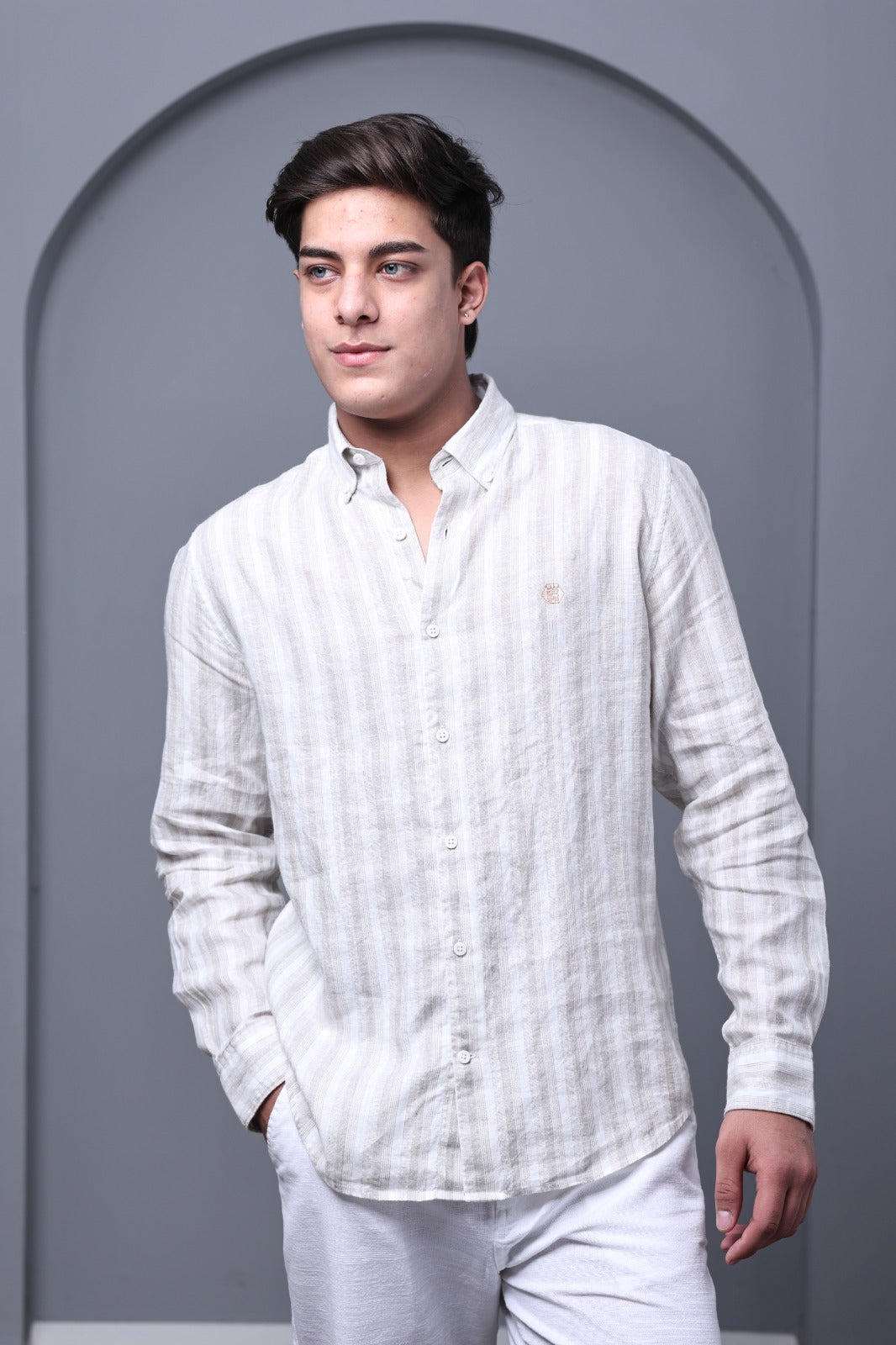 Stripeige 100% Pure Linen Shirt