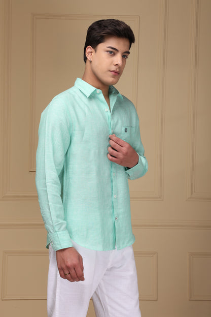 Light Aqua 100% Pure Linen Shirt