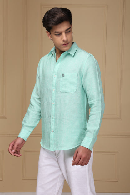Light Aqua 100% Pure Linen Shirt