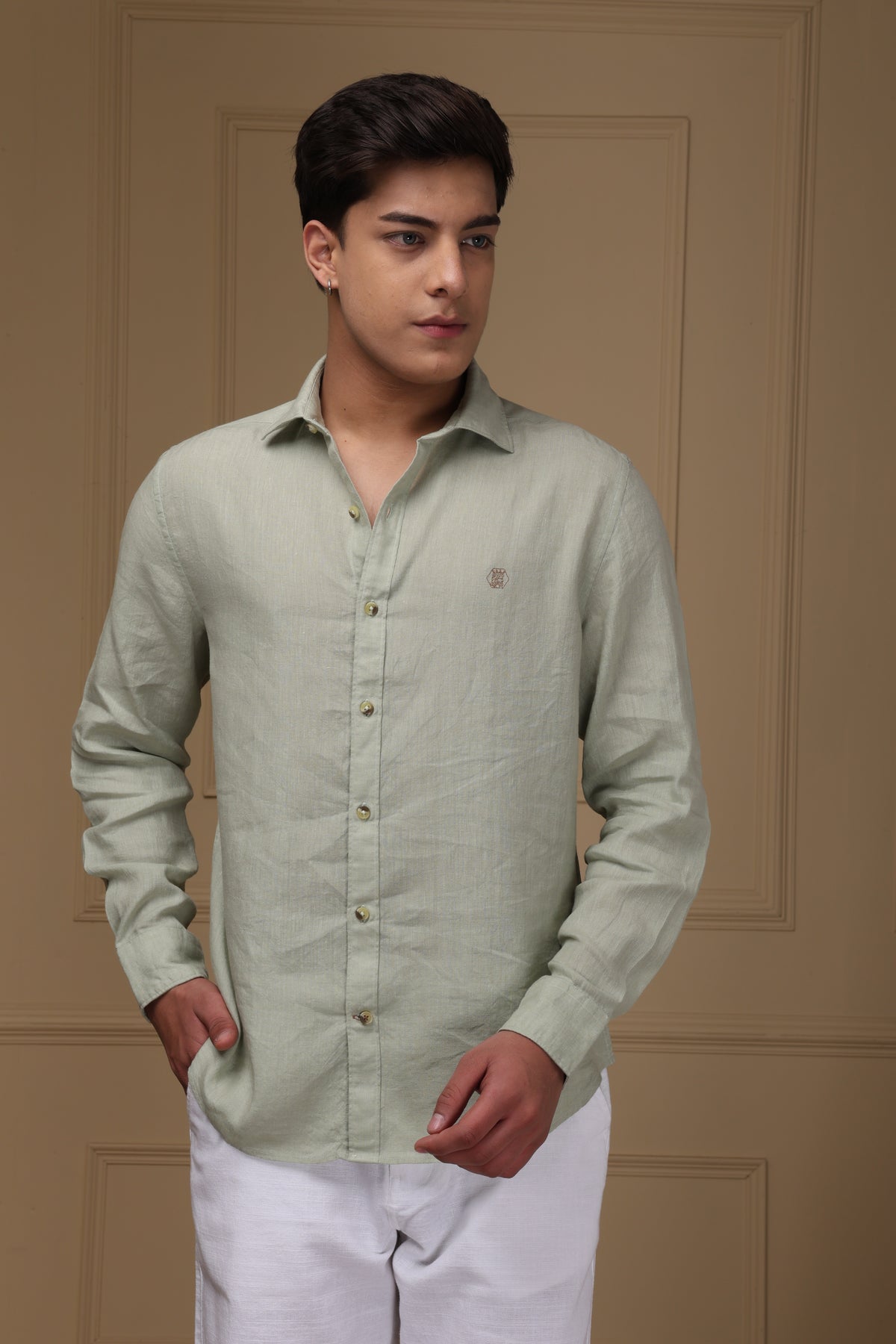 Litchen Green 100% Pure Linen Shirt