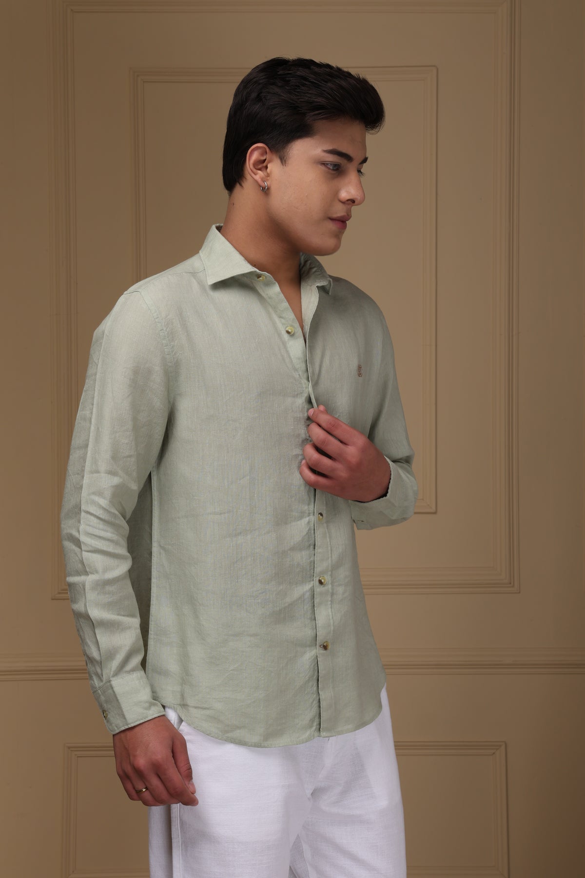 Litchen Green 100% Pure Linen Shirt