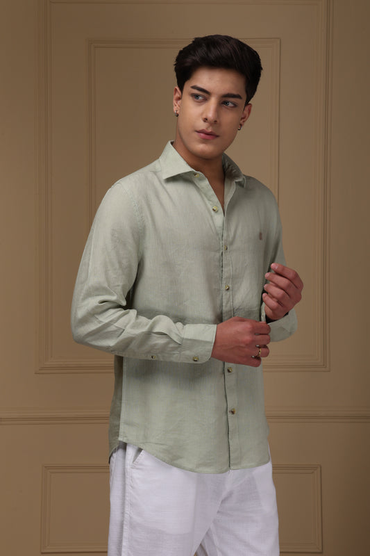 Litchen Green 100% Pure Linen Shirt