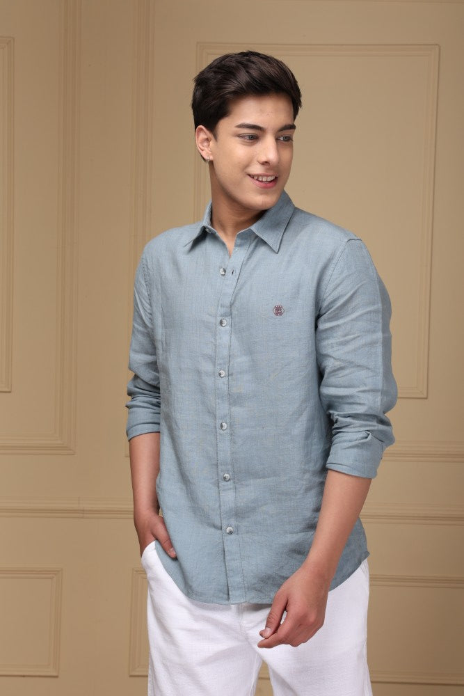 Slate Blue 100% Pure Linen Shirt