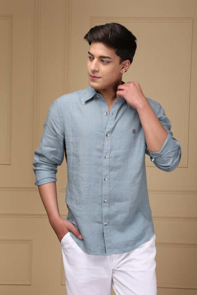 Slate Blue 100% Pure Linen Shirt