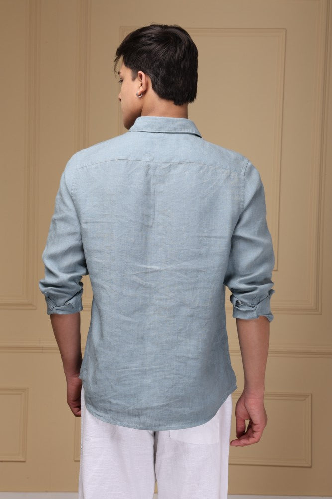 Slate Blue 100% Pure Linen Shirt