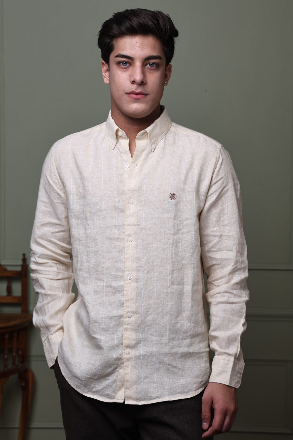 Buttermilk Stripe 100% Pure Linen Shirt