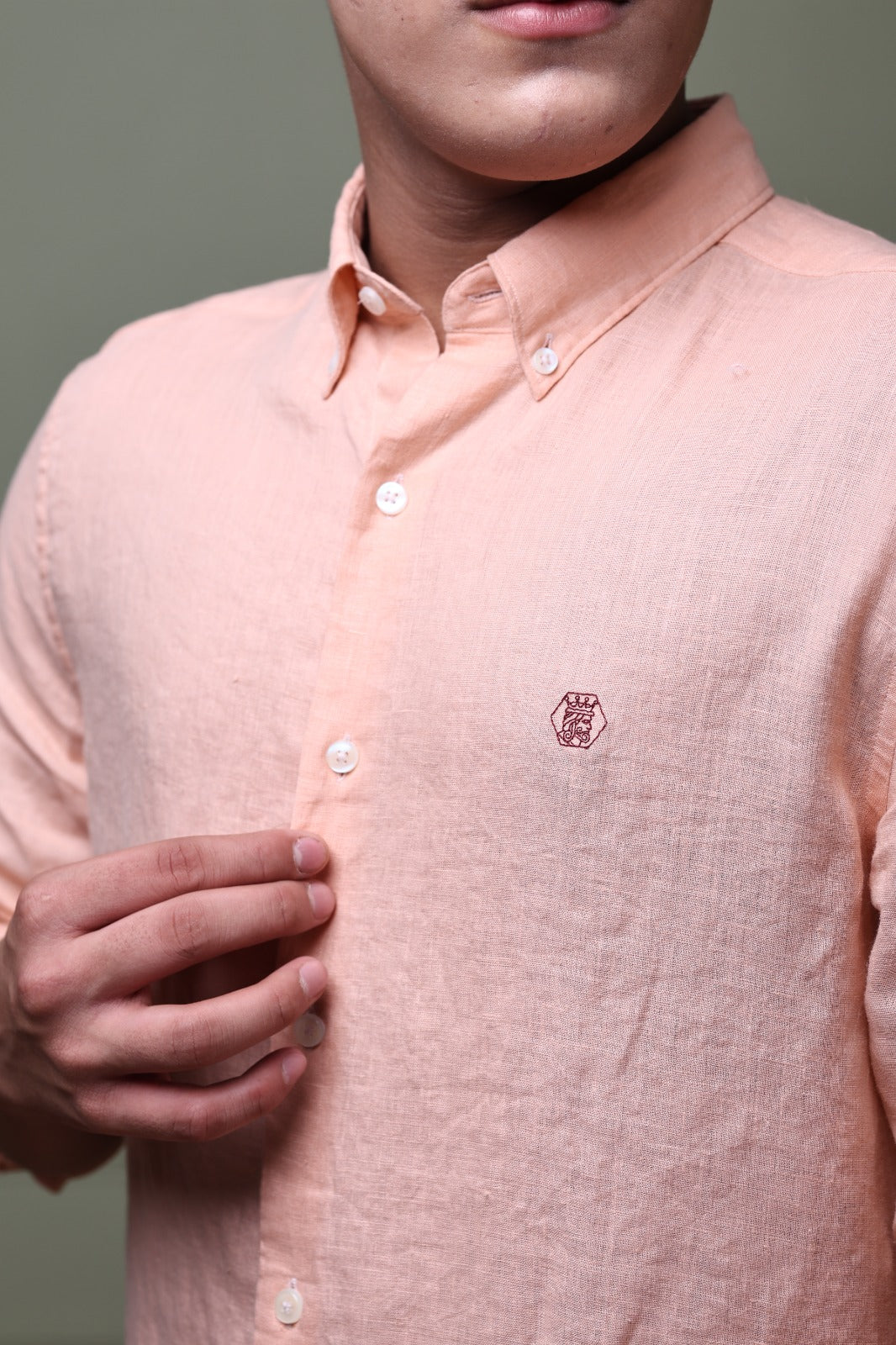 Peach Pink 100% Pure Linen Shirt