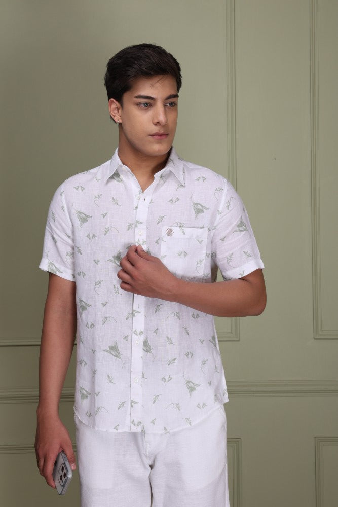 Botanical Print 100% Pure Linen Shirt