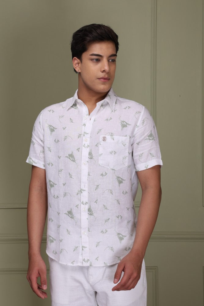 Botanical Print 100% Pure Linen Shirt