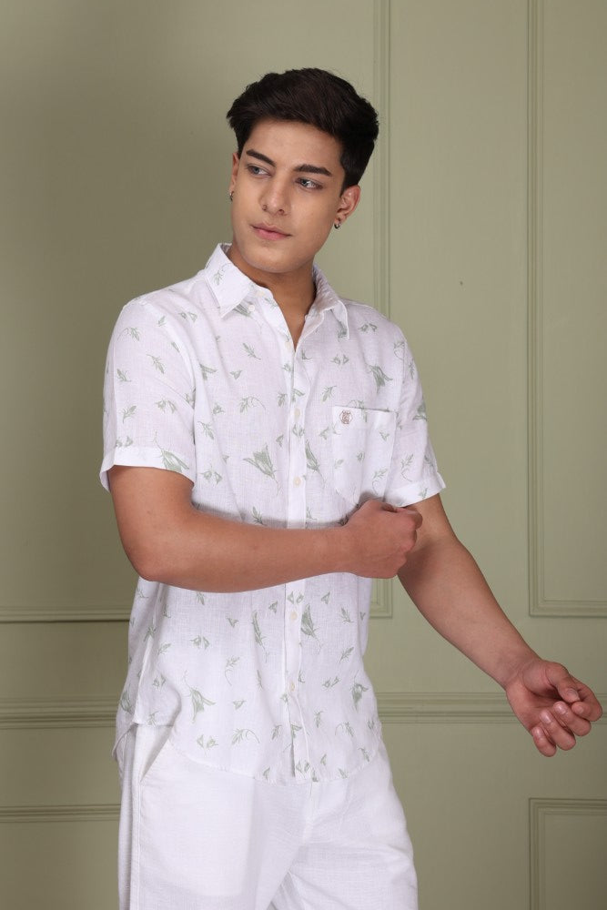 Botanical Print 100% Pure Linen Shirt