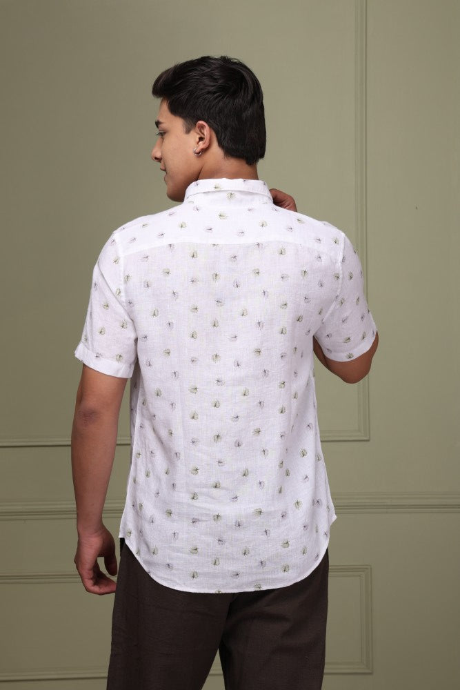 Tropical Print 100% Pure Linen Shirt